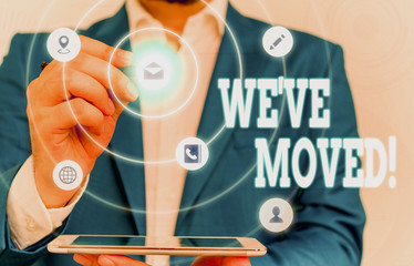 Handwriting text writing We Ve Moved. Conceptual photo having strong feelings sadness or sympathy has said or done