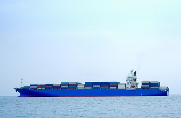 Cargo and container ships Sailing on the sea . Concept of exporting and trading