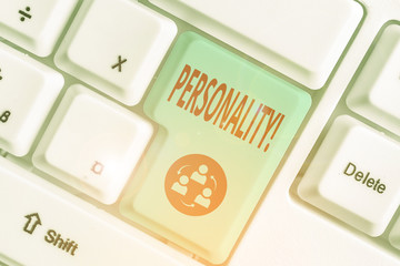 Conceptual hand writing showing Personality. Concept meaning combination characteristics that form...