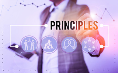 Handwriting text writing Principles. Conceptual photo fundamental truth that serves as the base for...