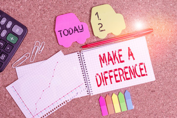 Conceptual hand writing showing Make A Difference. Concept meaning have significant effect or non...