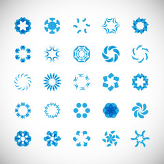 Fototapeta na wymiar Abstract Circle Icon Set. Vector Isolated On Gray. Abstract Circular Logo For Company Symbol, Star, Tech Icon And Element Design. Creative Icons For Flower And Decorative Logo. Abstract Round Template