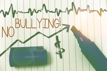 Handwriting text writing No Bullying. Conceptual photo stop aggressive behavior among children...