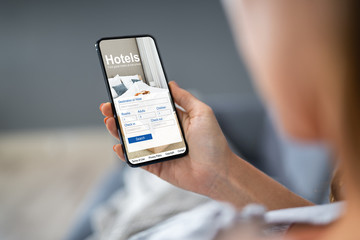 Person Searching Online Low Prices Hotels