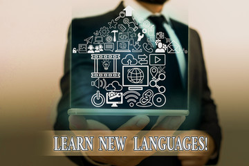 Word writing text Learn New Languages. Business photo showcasing developing ability to communicate in foreign lang