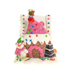christmas decoration, ginger house on white isolated background