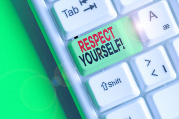 Conceptual hand writing showing Respect Yourself. Concept meaning believing that you good and...