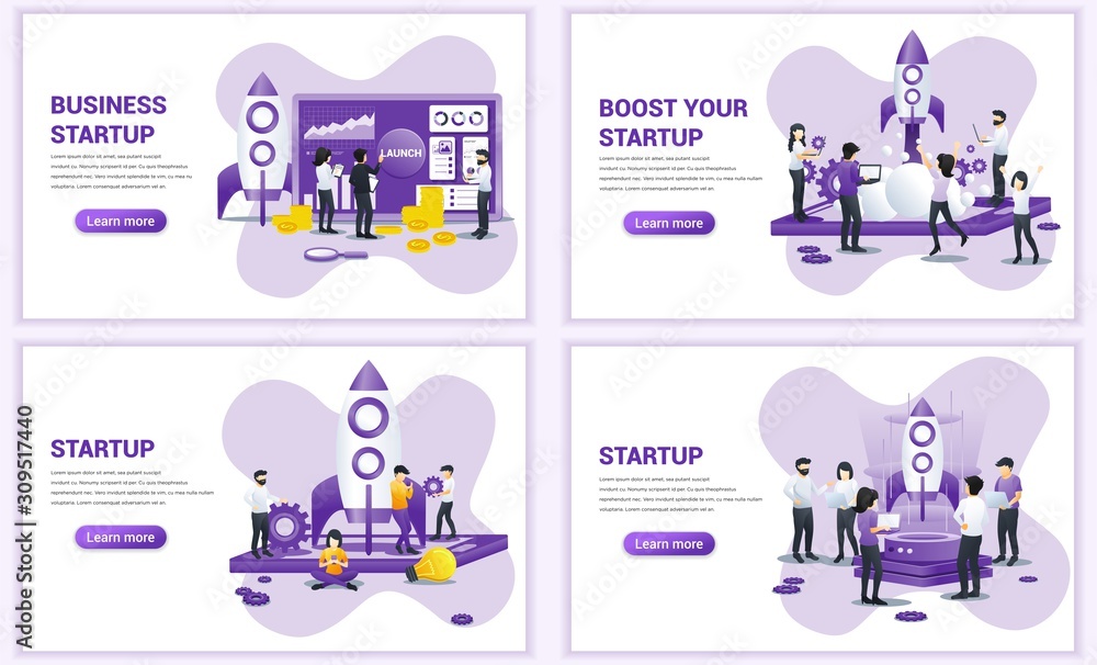 Poster set of web page design templates for business start up concept. can use for web banner, poster, info