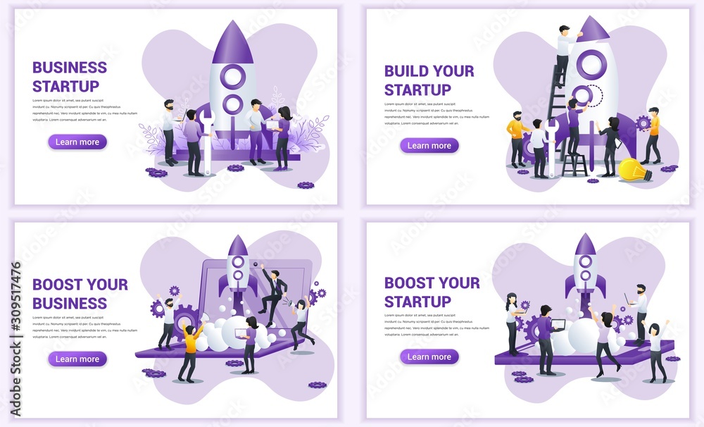 Poster set of web page design templates for business start up concept. can use for web banner, poster, info