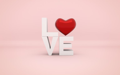 Red heart and Important day.  3D illustration