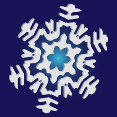 Christmas paper snowflake on blue background.