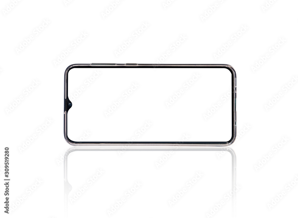 Poster new smartphone blank screen isolated with clipping path on white background