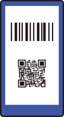 キャッシュレス　決済　携帯電話　スマートフォン　画面　バーコード　QRコード　シンプル　イメージ