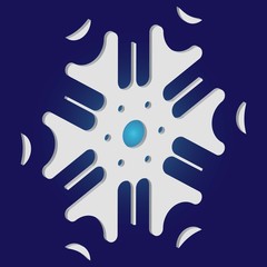 Christmas paper snowflake on blue background.