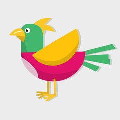 colorful bird cartoon isolated vector illustration in flat style
