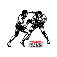 Fight Player logo design vector, boxing logo template, muay thai kick boxing logo vector, Combat Sport and Fitness Emblem with a Fighter., Muay Thai Training Center, Illustration, Creative design