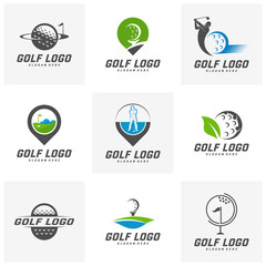 Set of Golf logo design vector template, Vector label of golf, Logo of golf championship, illustration, Creative icon, design concept