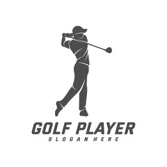 Golf Player logo design vector template, Vector label of golf, Logo of golf championship, illustration, Creative icon, design concept