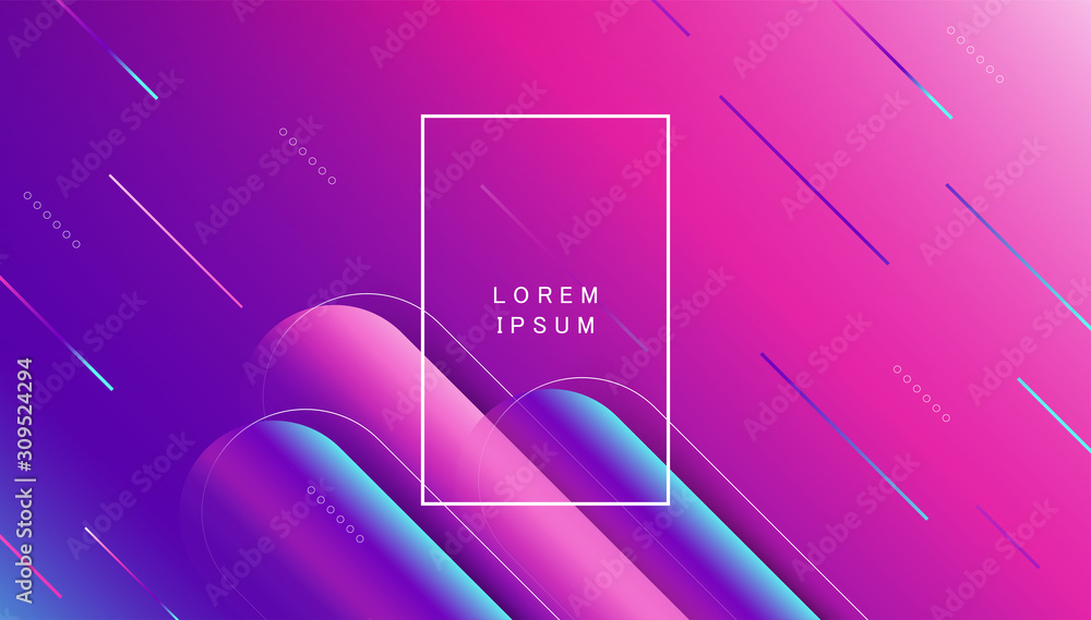 Poster colorful landing page abstract geometric shape and dynamic background on gradient colour.