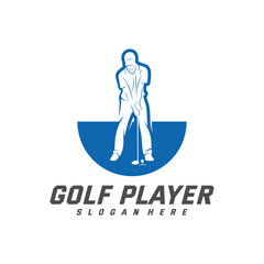 Golf Player logo design vector template, Vector label of golf, Logo of golf championship, illustration, Creative icon, design concept