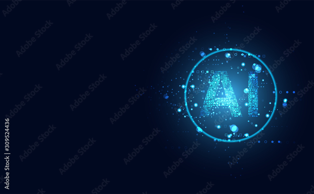 Poster abstract technology ai computing on circle concept working data of artificial intelligence and futur