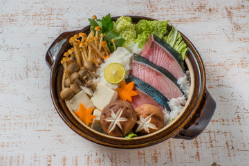 天然寒ぶり鍋　Japanese cuisine Yellowtail and radish pan