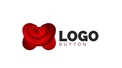 Abstract round shape logo template. Minimal geometrical design, 3d geometric bold symbol in relief style with color blend steps effect. Vector Illustration