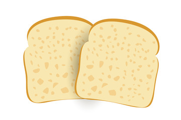 Whole wheat bread, vector illustration, two toast bread slices