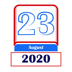 23 August 2020. Vector flat daily calendar. Date, month.