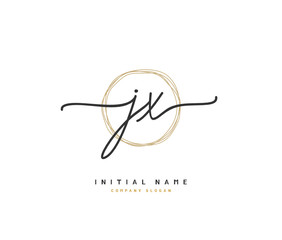 J X JX Beauty vector initial logo, handwriting logo of initial signature, wedding, fashion, jewerly, boutique, floral and botanical with creative template for any company or business.