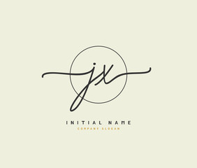 J X JX Beauty vector initial logo, handwriting logo of initial signature, wedding, fashion, jewerly, boutique, floral and botanical with creative template for any company or business.