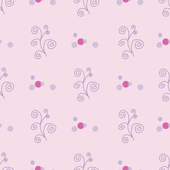 Sweet Pink swirls Hand Drawn Swirls and dots, repeat pattern Vector illustration surface pattern design