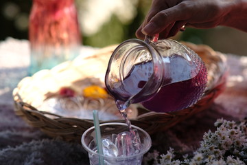 closeup of glass of  drinks