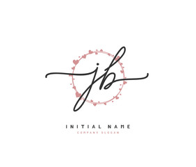 J B JB Beauty vector initial logo, handwriting logo of initial signature, wedding, fashion, jewerly, boutique, floral and botanical with creative template for any company or business.