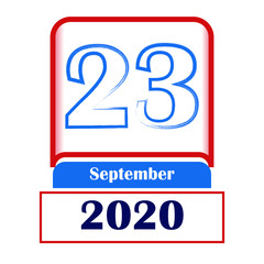 23 September 2020. Vector flat daily calendar. Date, month.