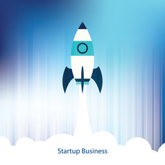 Business project startup, financial planning, idea, strategy, management, realization and success. Rocket launch