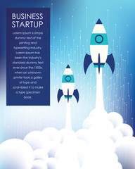 Business project startup, financial planning, idea, strategy, management, realization and success. Rocket launch
