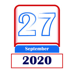 Fototapeta premium 27 September 2020. Vector flat daily calendar. Date, month.
