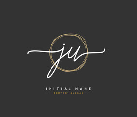 J U JU Beauty vector initial logo, handwriting logo of initial signature, wedding, fashion, jewerly, boutique, floral and botanical with creative template for any company or business.
