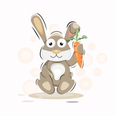 Cute rabbit cartoon design vector with carrot
