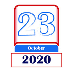 23 October 2020. Vector flat daily calendar. Date, month.