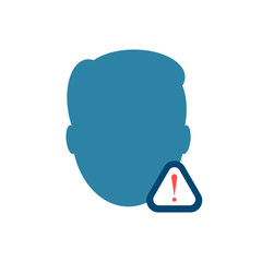 Face Recognition and warning sign,Cyber security concept. Digital security authentication concept. Biometric authorization. Identification