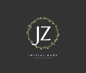 J Z JZ Beauty vector initial logo, handwriting logo of initial signature, wedding, fashion, jewerly, boutique, floral and botanical with creative template for any company or business.