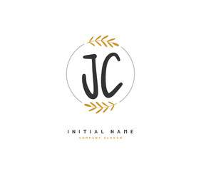 J C JC Beauty vector initial logo, handwriting logo of initial signature, wedding, fashion, jewerly, boutique, floral and botanical with creative template for any company or business.