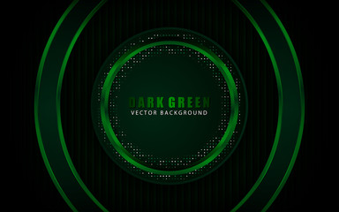 Modern green background overlap layer on dark space with metallic frame for design template. Vector illustration.