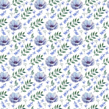 Elegant watercolor seamless pattern with flowers. Watercolour decoration pattern. Perfect for wallpaper, fabric design, wrapping paper, digital paper.