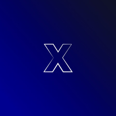 X Initial Letter Logo Design with Digital Pixels in Blue Purple Colors.