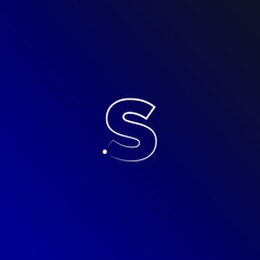 S Initial Letter Logo Design with Digital Pixels in Blue Purple Colors.