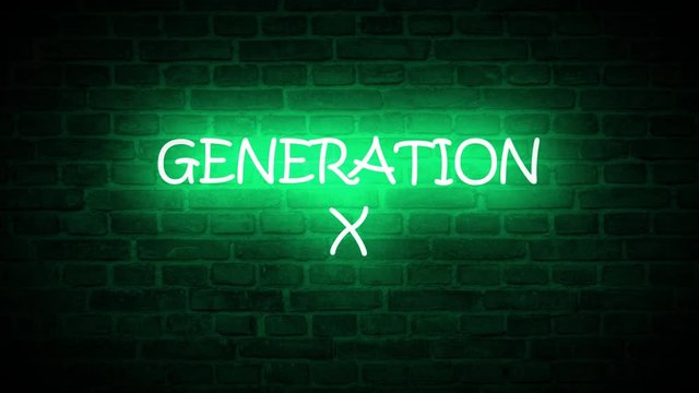 A high quality video of a neon sign that reads: Generation X