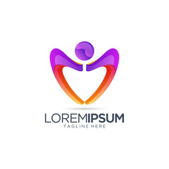 Abstract People Love Logo Vector Template